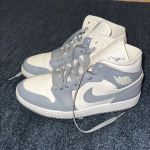 Air Jordan High-Top Sneakers in Gray and Cream